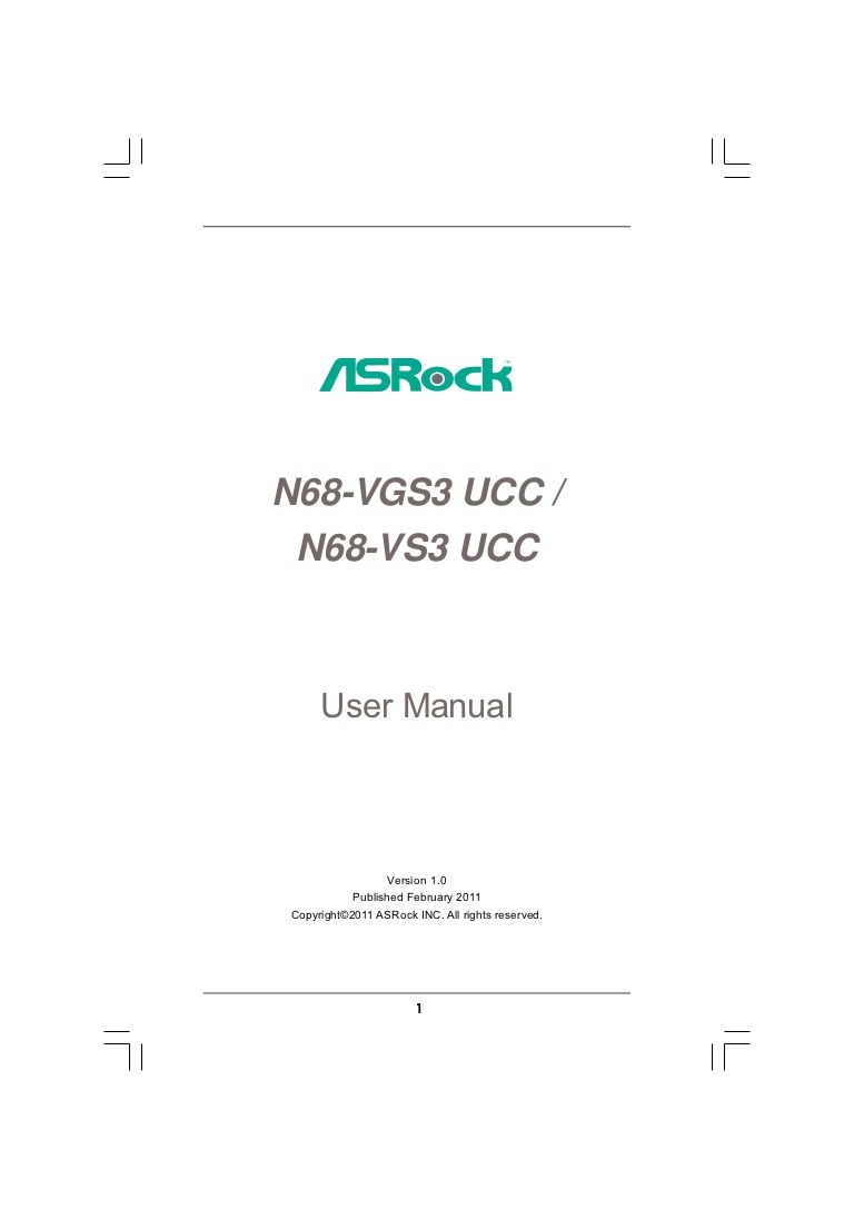 Asrock n68-vs3 ucc user manual 2016